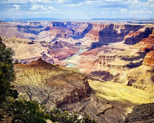 Preview wallpaper canyon, rocks, trees, nature, clouds