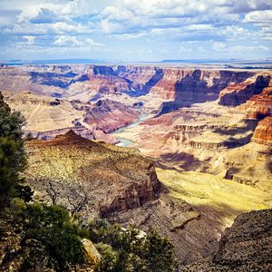 Preview wallpaper canyon, rocks, trees, nature, clouds