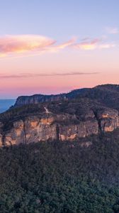 Preview wallpaper canyon, rocks, trees, forest, sunset