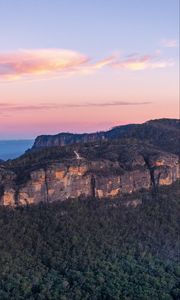 Preview wallpaper canyon, rocks, trees, forest, sunset