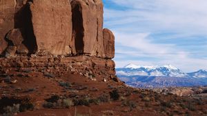 Preview wallpaper canyon, sand, vegetation, distance