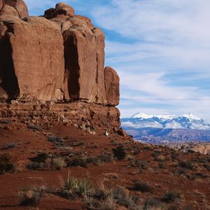 Preview wallpaper canyon, sand, vegetation, distance