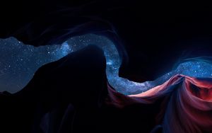 Preview wallpaper canyon, starry sky, stars, gap
