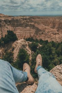 Preview wallpaper canyon, trees, legs, view, landscape