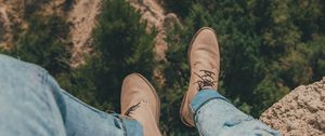 Preview wallpaper canyon, trees, legs, view, landscape