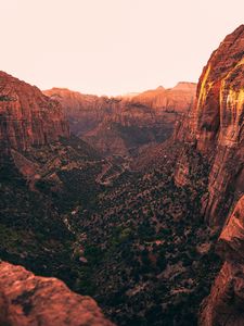 Preview wallpaper canyon, trees, road, nature, landscape