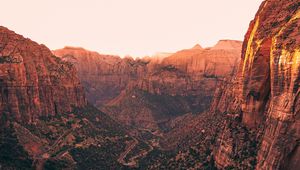 Preview wallpaper canyon, trees, road, nature, landscape