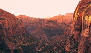 Preview wallpaper canyon, trees, road, nature, landscape