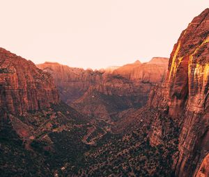 Preview wallpaper canyon, trees, road, nature, landscape