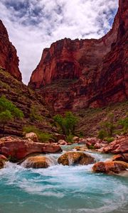 Preview wallpaper canyon, water, stones, rocks, sky