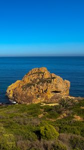 Preview wallpaper cap spartel, sea, plants, rock, sky, nature, morocco