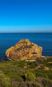 Preview wallpaper cap spartel, sea, plants, rock, sky, nature, morocco