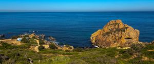 Preview wallpaper cap spartel, sea, plants, rock, sky, nature, morocco