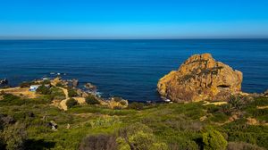 Preview wallpaper cap spartel, sea, plants, rock, sky, nature, morocco