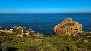 Preview wallpaper cap spartel, sea, plants, rock, sky, nature, morocco