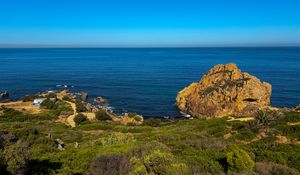 Preview wallpaper cap spartel, sea, plants, rock, sky, nature, morocco