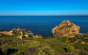 Preview wallpaper cap spartel, sea, plants, rock, sky, nature, morocco
