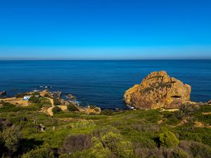 Preview wallpaper cap spartel, sea, plants, rock, sky, nature, morocco