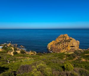 Preview wallpaper cap spartel, sea, plants, rock, sky, nature, morocco