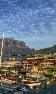 Preview wallpaper cape town, africa, shore, boats, mountains