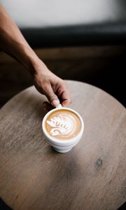 Preview wallpaper cappuccino, coffee, cup, hand