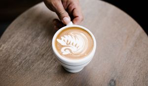 Preview wallpaper cappuccino, coffee, cup, hand