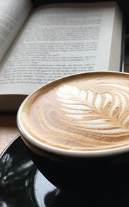 Preview wallpaper cappuccino, coffee, cup, book