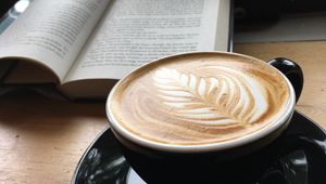 Preview wallpaper cappuccino, coffee, cup, book