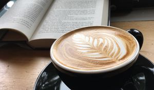 Preview wallpaper cappuccino, coffee, cup, book