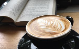 Preview wallpaper cappuccino, coffee, cup, book