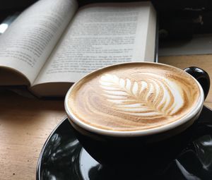 Preview wallpaper cappuccino, coffee, cup, book