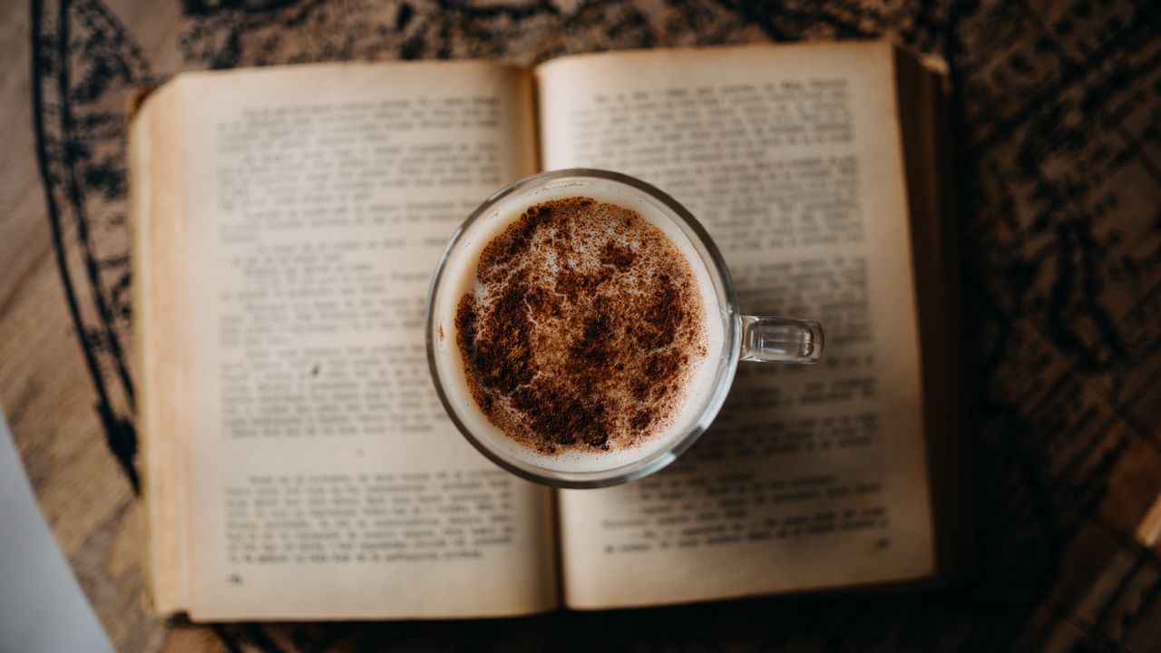 Wallpaper cappuccino, coffee, drink, mug, book