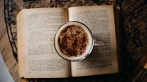 Preview wallpaper cappuccino, coffee, drink, mug, book
