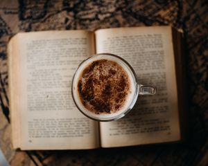 Preview wallpaper cappuccino, coffee, drink, mug, book