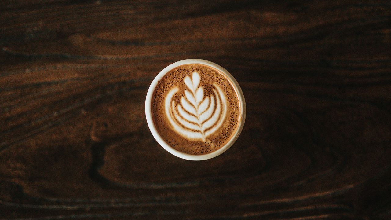 Wallpaper cappuccino, coffee, foam, pattern, cinnamon, drink