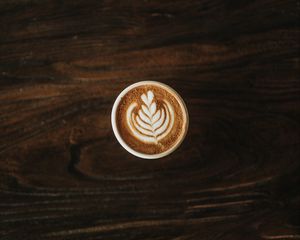 Preview wallpaper cappuccino, coffee, foam, pattern, cinnamon, drink