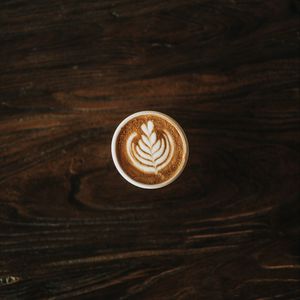 Preview wallpaper cappuccino, coffee, foam, pattern, cinnamon, drink