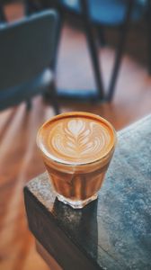Preview wallpaper cappuccino, coffee, foam, drink, pattern, glass