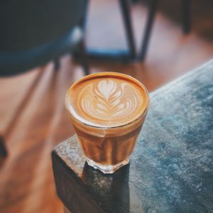Preview wallpaper cappuccino, coffee, foam, drink, pattern, glass