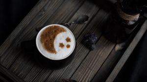 Preview wallpaper cappuccino, coffee, foam, cup, decor
