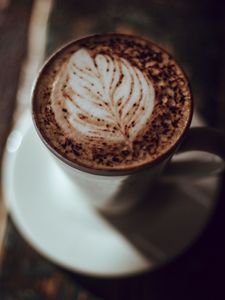 Preview wallpaper cappuccino, coffee, foam, cup, drink, dark