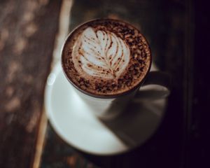 Preview wallpaper cappuccino, coffee, foam, cup, drink, dark