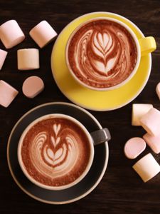 Preview wallpaper cappuccino, coffee, marshmallows, dessert