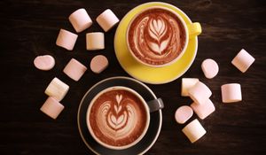 Preview wallpaper cappuccino, coffee, marshmallows, dessert