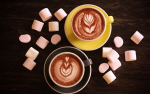 Preview wallpaper cappuccino, coffee, marshmallows, dessert