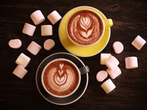 Preview wallpaper cappuccino, coffee, marshmallows, dessert