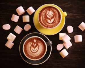 Preview wallpaper cappuccino, coffee, marshmallows, dessert