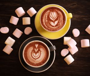 Preview wallpaper cappuccino, coffee, marshmallows, dessert