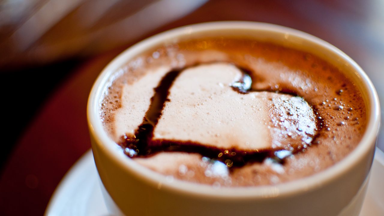 Wallpaper cappuccino, coffee, topping, heart, cup, dessert