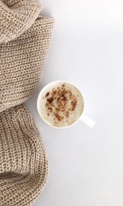 Preview wallpaper cappuccino, cup, drink, sweater